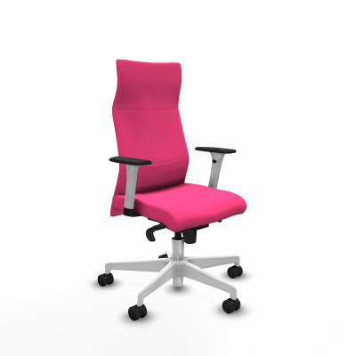 Albacete dirección sincro similpiel rosa brazos 1D blancos base blanca ruedas 65 nailon