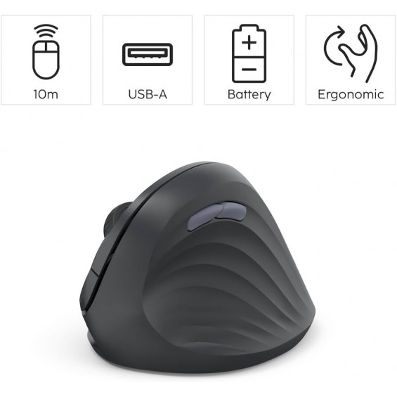 Ratón inalámbrico Hama EWM-500R, óptico, ergonómico, mano derecha, 1800 DPi, negro - imagen 2