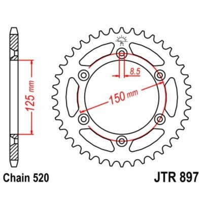 Corona JT 897 de acero con 52 dientes JTR897.52