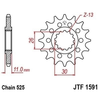 Piñón con goma anti-ruido JT SPROCKETS acero 1591 - Paso 525 JTF1591.16RB