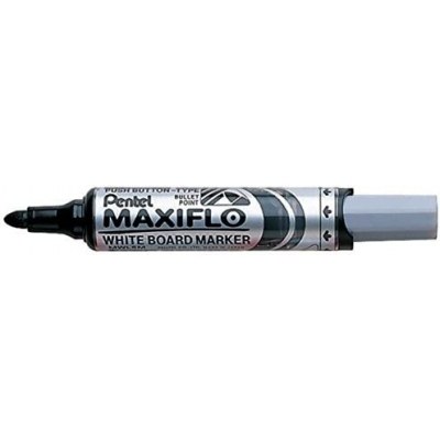 Pentel Maxiflo Rotulador para Pizarra Blanca - Regulacion del Flujo de Tinta - Punta Redonda - Ancho de Linea 2,5mm - 50% de Materiales Reciclados - Color Negro