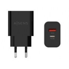 Cargador De Pared Aisens 20w Usb-a/c Negro