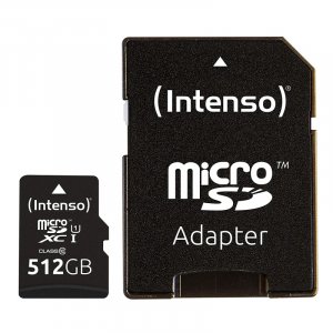 Tarjeta microSD Intenso 3423493, Micro SD, UHS-I, Premium 512GB, con adaptador