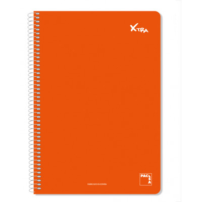 CUADERNO SERIE XTRA 60GR.TAPA CONTRACOLADA FOLIO (215X310MM.) 80 HOJAS CUADRÍCULA 4X4 COLOR ROJO PACSA 16729