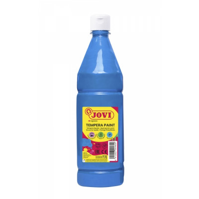 Jovi Tempera Paint Tempera Liquida 1000ml - Base Agua - Lista para Usar - Alto Poder Cubriente - Secado Rapido - Excelente Rendimiento - Facil Aplicacion - Color Azul Cyan