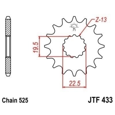 Piñon JT 433 de acero con 16 dientes JTF433.16