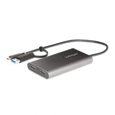 StarTech.com Adaptador USB-C a HDMI Doble - USB Tipo C a 2 Monitores HDMI - 4K 60Hz - Entrega de Alimentación PD de 100W con Paso - Cable Incorporado