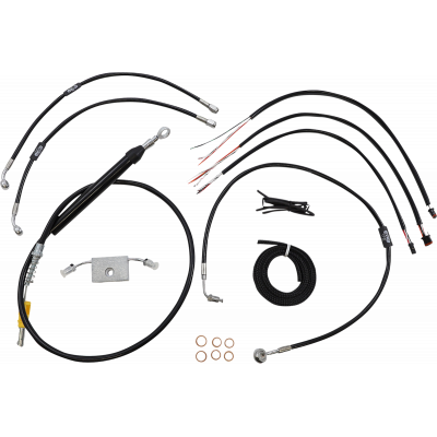 Kit completo de líneas de freno/cables trenzados en vinilo negro LA CHOPPERS LA-8157KT2-13B