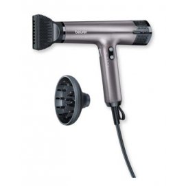 Secador de pelo Beurer HC 100 Excellence, 1700W, iones, 4 temperaturas, boquilla magnética, gris y negro