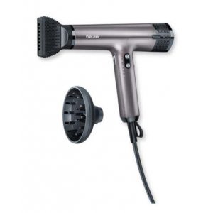 Secador de pelo Beurer HC 100 Excellence, 1700W, iones, 4 temperaturas, boquilla magnética, gris y negro