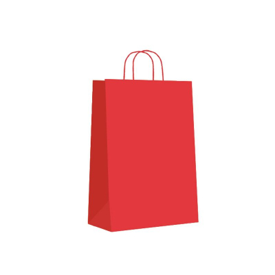 Paq.25 bolsas papel asa retorcida formato m 27+12x37cm 90gr rojo 02004035