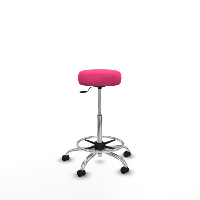 Tolosa giratorio similpiel rosa base cromada ruedas engomadas 50mm aro cromado