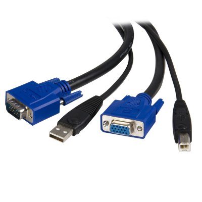 Cable KVM de 1,8m Todo en Uno VGA USB A USB B HD15 - 6ft Pies 2 en 1