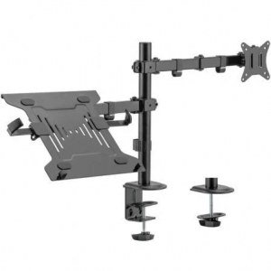 Soporte monitor+portátil Aisens DTL32TSR-193, 17-32 pulgadas, 9 kg/brazo, 2 brazos, VESA 100 x 100 mm, giro ±90°, incl. ±45°, rot. ±180°, negro