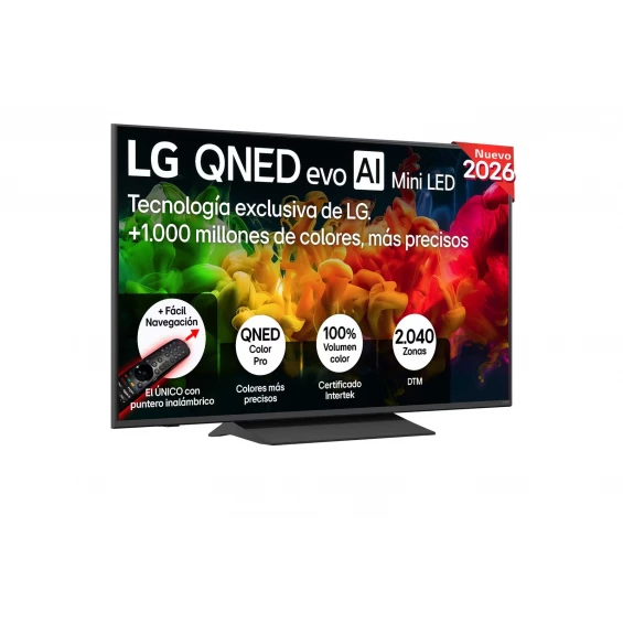 Televisor LG QNED MiniLED 55QNED8EB3B, 55 pulgadas, 4K UltraHD, 60Hz, Smart TV webOS 26, HDR10, clase F, negro