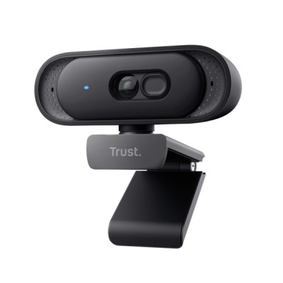 Trust Tomar Webcam QHD 2K - Cable 2m - Microfono Incorporado - Balance de Blancos Automatico - Modo de Privacidad - Rosca 1/4 - Campo de Vision de 76 Grados - 53x55x93mm - Color Negro