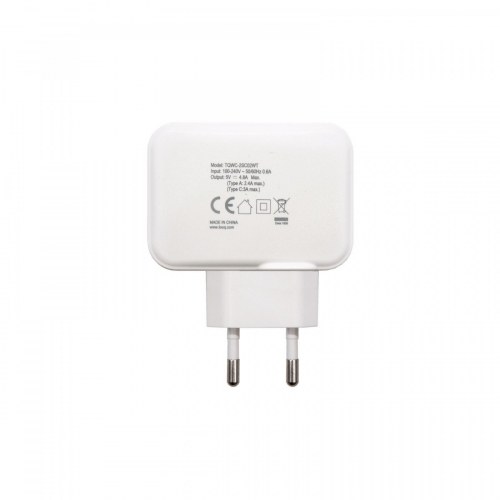 Cargador Pared Doble Puerto UsbC + Usb A 27W Blanco