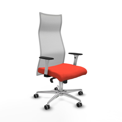 Albacete malla sincro malla blanca bali naranja oscuro brazos blancos base aluminio ruedas 65mm engomadas