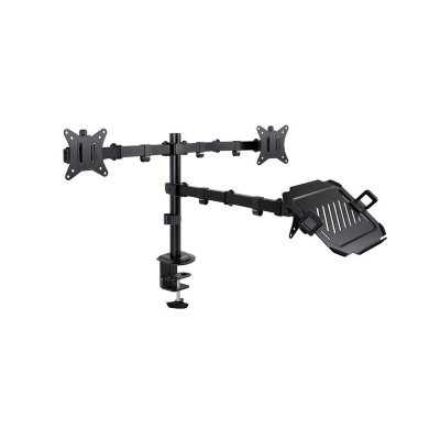 Soporte para 2 Monitores y 1 Portátil TooQ DB1202TN-B/ hasta 9kg