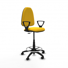 Piqueras y Crespo Taburete A?na CP similpiel amarillo brazos fijos base poliamida ruedas nailon 50mm