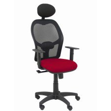 Piqueras y Crespo Silla Alocén malla negra asiento bali granate brazos regulables cabecero fijo