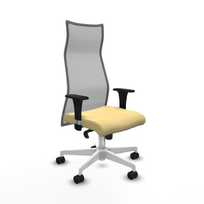 Albacete malla sincro malla gris similpiel crema brazos 1D base blanca ruedas 65 mm nailon
