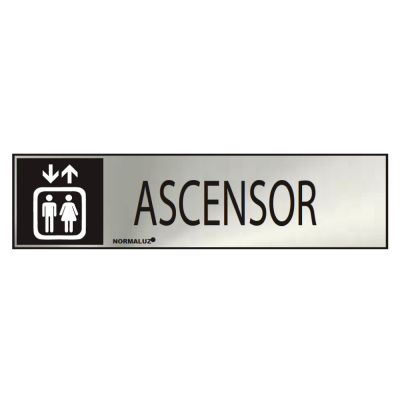 Cartel informativo ascensor (inox adhesivo 0.8mm) 5x20cm normaluz