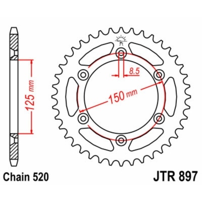 Corona JT 897 de acero con 45 dientes JTR897.45