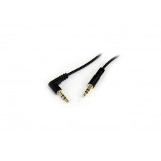 StarTech.com Cable Delgado de Audio Estéreo 3,5mm Acodado con ?ngulo Recto - Macho a Macho - 0.3m Negro