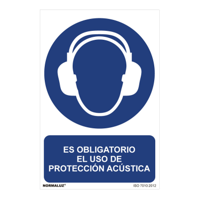 Cartel es obligatorio el uso de proteccion acustica (pvc 0,7mm) 30x40cm normaluz