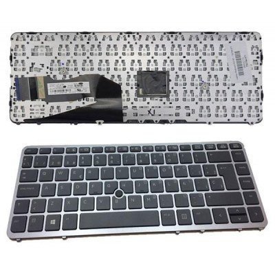 Teclado compatible para portátil HP Elitebook + Pointstick 745 / 750 / 755 / 840 / 850 g2 / Negro marco plata