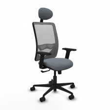 Piqueras y Crespo Zulema sincro malla gris bali gris brazos 2D base nailon cabecero fijo ruedas 65mm nailon