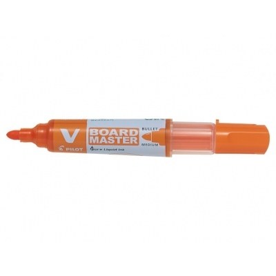Pilot V-Board Master Begreen Rotulador para Pizarra Blanca - Punta Redonda 6mm - Trazo 2.3mm - 91% Plastico Reciclado - Recargable - Color Naranja
