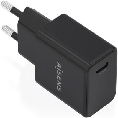 Cargador de Pared GaN Aisens A110-1024/ 1xUSB Tipo-C/ 20W/ Negro