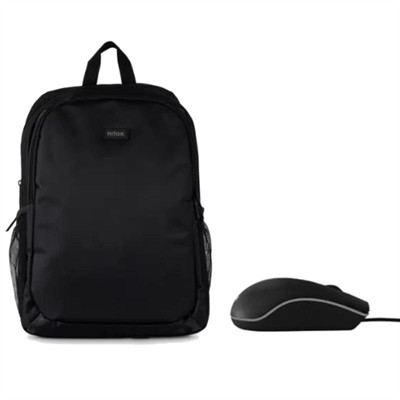 Mochila nilox basic para portatil 15.6 pulgadas negra + raton usb