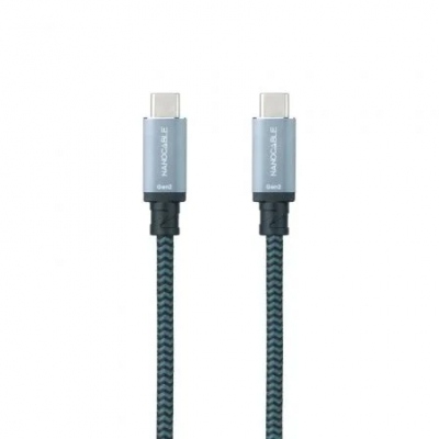 Cable USB 3.1 Tipo-C Nanocable 10.01.4101-COMB/ USB Tipo-C Macho - USB Tipo-C Macho/ Hasta 100W/ 20Gbps/ 1m/ Gris y Negro