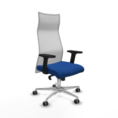 Albacete malla sincro malla blanca similpiel azul brazos 2D base aluminio ruedas 65mm engomadas