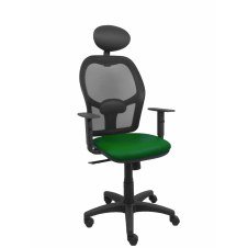 Piqueras y Crespo Silla Alocén malla negra asiento similpiel verde botella brazos regulables cabecero fijo