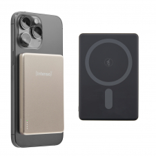 Intenso MW5000 Batería Externa Magnética 5000 mAh ? Compatible con MagSafe, Carga Inalámbrica 15W, USB-C PD 20W, Delgada y Compacta ? Probada e