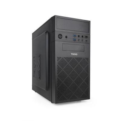 Tooq Isobox Ultra Caja Torre MicroATX - Tamaño Disco Soportado 3.5, 2.5 - USB-A 2.0, USB-A 3.0, USB-C y Audio - Lector de Tarjetas - Fuente de Alimentación 500W - Color Negro