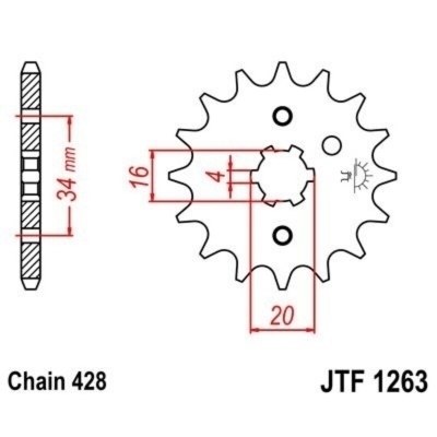 Piñón JT SPROCKETS acero estándar 1263 - Paso 428 JTF1263.13