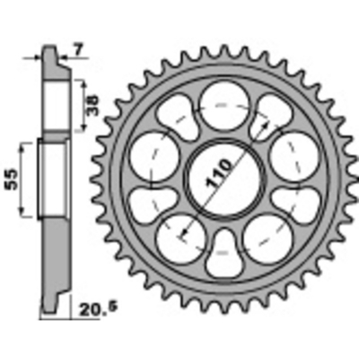 PBR Aluminium Ultra-Light Hard Anodized Rear Sprocket 4320 - 525 4320.36.LD