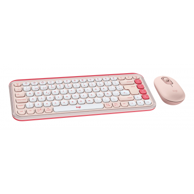 POP ICON COMBO, combinación de teclado y ratón Bluetooth, escritura cómoda, teclas y botones programables, clics discretos, Easy-Switch hasta 3 dispositivos: rosado