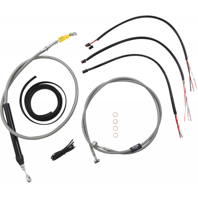 Kit completo de cable de manillar/línea de freno en acero inoxidable trenzado LA CHOPPERS LA-8156KT2-19