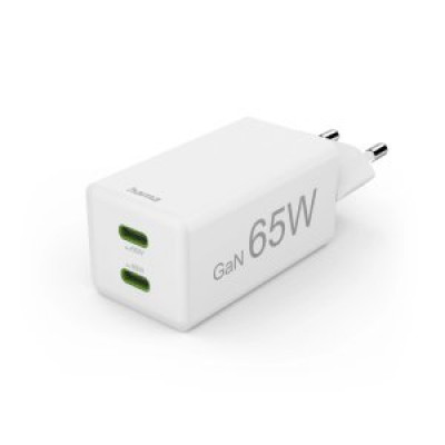 CARGADOR USB GAN HAMA 00201994 65W 2xUSB-C PD COLOR BLANCO
