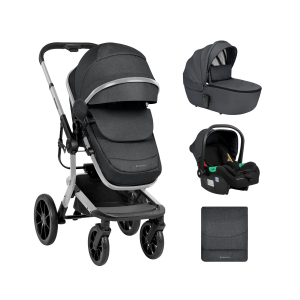 Carrito de bebé Kikkaboo 3 en 1 con capazo de plastico Irene Gris Oscuro