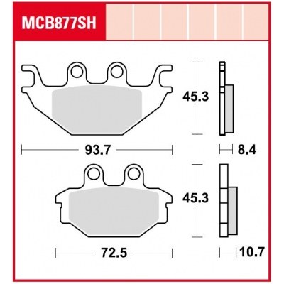 Pastillas de freno traseras sinterizadas serie SH TRW MCB877SH