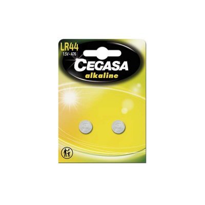 Cegasa LR44 Pack de 2 Pilas LR44 1.5V - Ideal para Mandos a Distancia, Juguetes y Termometros Digitales