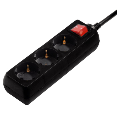 Home Regleta 3 Tomas Interruptor 1,4m Negro