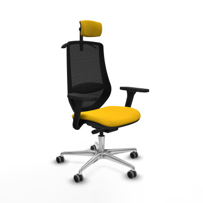 Mardos traslack bali amarillo brazos 3D base aluminio ruedas 65mm engomadas cabecero 2D perchero